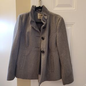 Old Navy Gray Large Pea Coat with Ruffle collar
